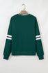 Varsity Double Stripe Drop Shoulder Oversized Crewneck Sweatshirt